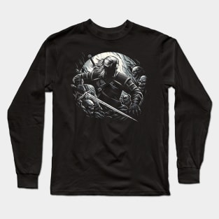 Monster Slayer Battles the Undead - Dark Fantasy Long Sleeve T-Shirt